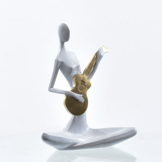 Escultura Figura Tocando Violino Branca 20cm