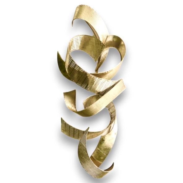 Escultura de Parede Fitas Douradas 120x11x49cm