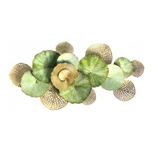 Escultura de Parede Círculos Verdes/dourados 120x8x61cm