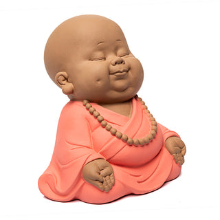 Escultura Monge Meditando Laranja 20cm