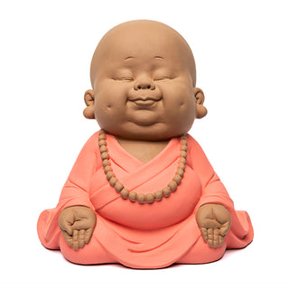 Escultura Monge Meditando Laranja 20cm