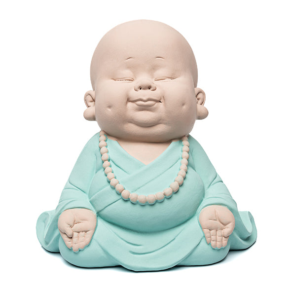 Escultura Monge Meditando Verde 20cm
