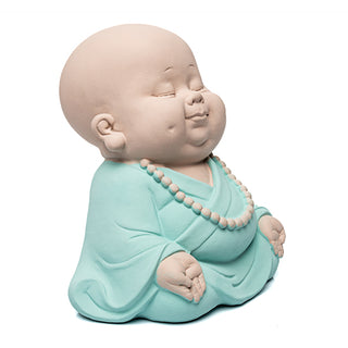 Escultura Monge Meditando Verde 20cm