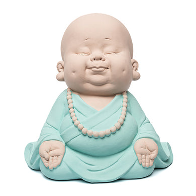 Escultura Monge Meditando Verde 20cm