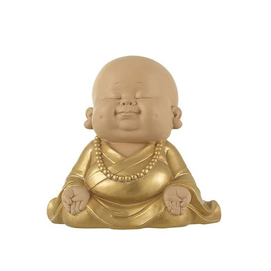 Escultura Monge Dourado Meditando 20cm