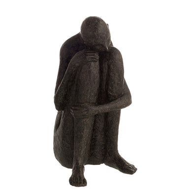 Escultura Figura Sentada Pensativa H 30cm