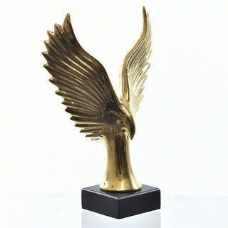 Escultura Passaro Dourado Na Base 35cm