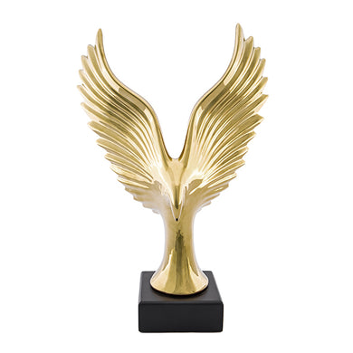 Escultura Passaro Dourado Na Base 35cm