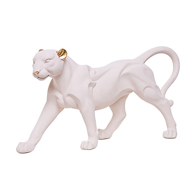 Escultura Pantera Branca 35x17cm