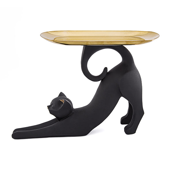 Escultura Gato C/ Bandeja Pto Relax 28x20cm