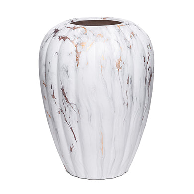 Vaso Marmorizado Branco/dourado 27cm
