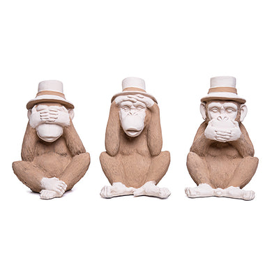 Escultura Macaco C/ Chapeu Cego/surdo/mudo Ass3