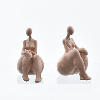 Escultura Mulher Sentada Bege 15cm Ass2