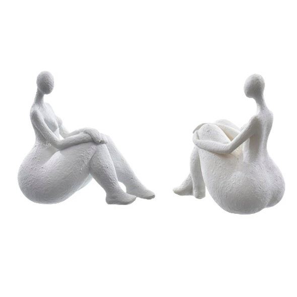 Escultura Mulher Sentada Branca 15cm Ass2