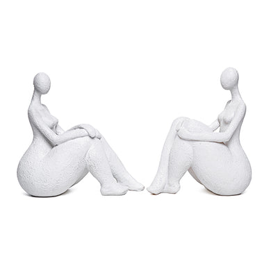 Escultura Mulher Sentada Branca 15cm