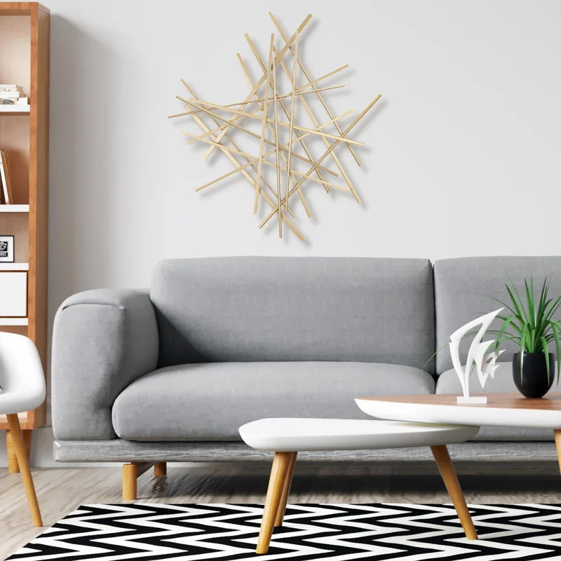 Escultura de Parede Geometrica Gold 67x4x72cm