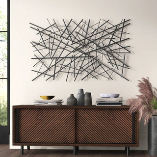 Escultura de Parede Geometrica Preta 122x4x76cm