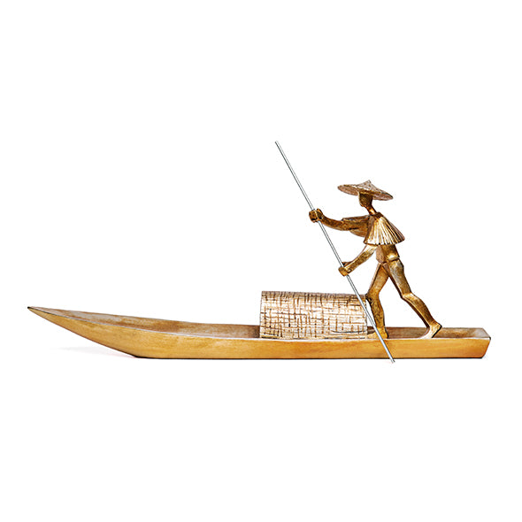 Escultura Homem No Barco 47cm