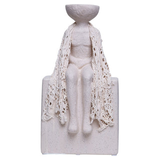 Escultura Figura Enigma Bege Areia 28cm