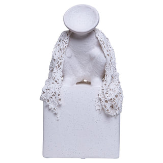 Escultura Figura Enigma Branco Areia 27cm