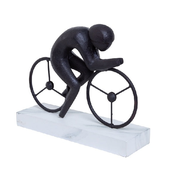Escultura Homem Na Bicicleta Na Base 20x18cm