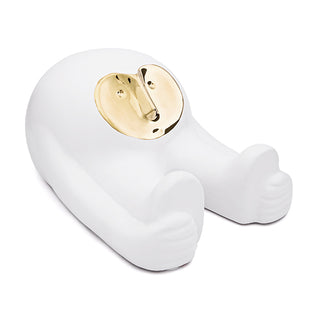 Escultura Max Alongando Branco/dourado 23cm