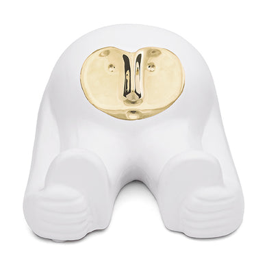 Escultura Max Alongando Branco/dourado 23cm