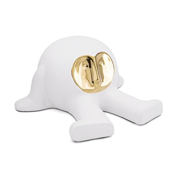 Escultura Max Relaxado Branco/dourado 23cm