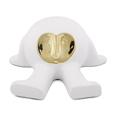 Escultura Max Relaxado Branco/dourado 23cm