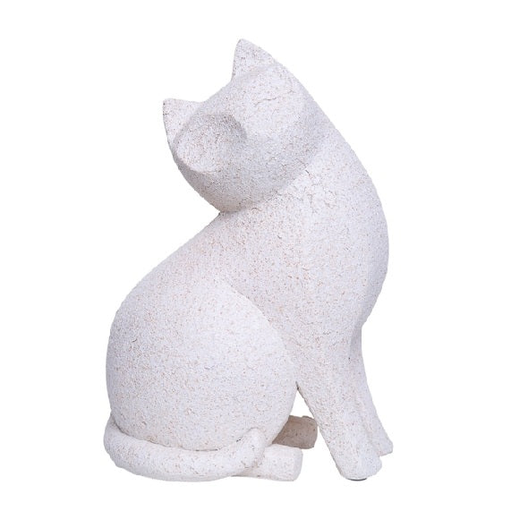 Escultura Gato Branco Areado 20cm