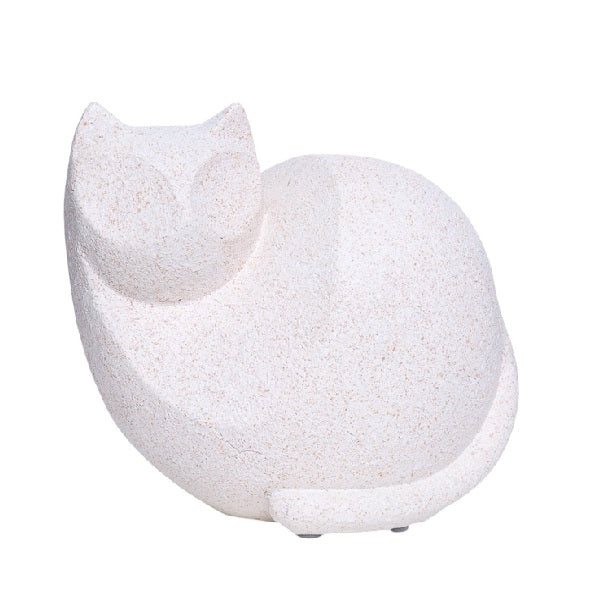 Escultura Gato Branco Areado 17x15cm