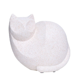 Escultura Gato Branco Areado 17x15cm