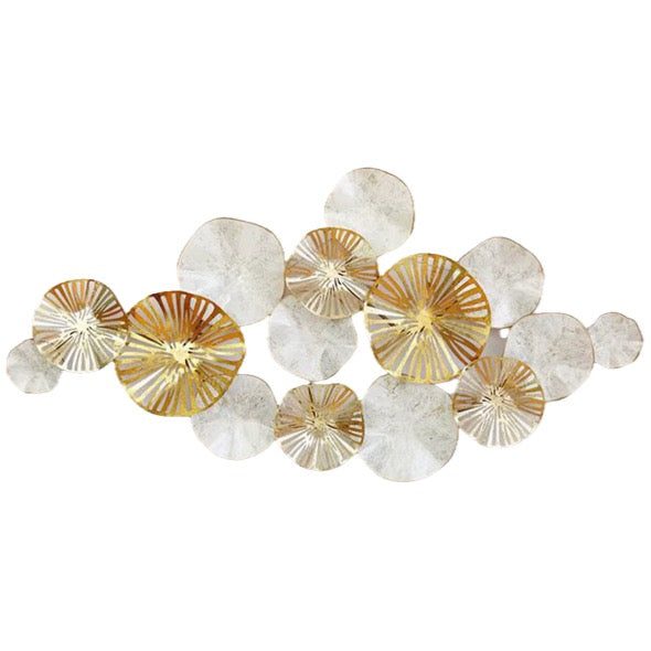 Escultura de Parede Circulos Bco/dourado 135x10x67cm