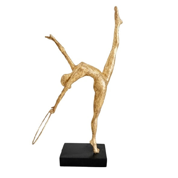Escultura Ginasta Dourada C/ Argola