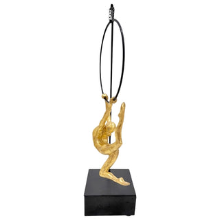 Escultura Ginasta Dourada Segurando Argola 48cm