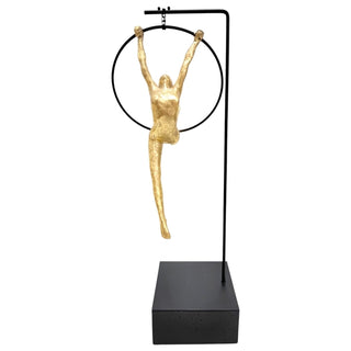 Escultura Ginasta Dourada Na Argola 48cm