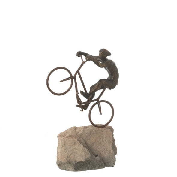 Escultura Ciclista Na Pedra 23x33cm