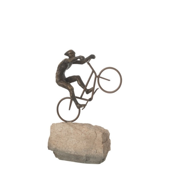 Escultura Ciclista Na Pedra 23x33cm