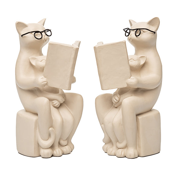 Jg. Porta Livros Gatos Leitores 16cm