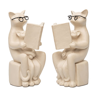 Jg. Porta Livros Gatos Leitores 16cm