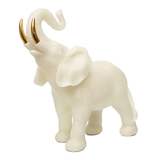 Escultura Elefante Tromba Erguida Em Quartzo 27cm