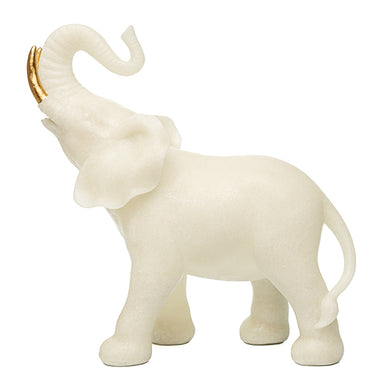 Escultura Elefante Tromba Erguida Em Quartzo 27cm
