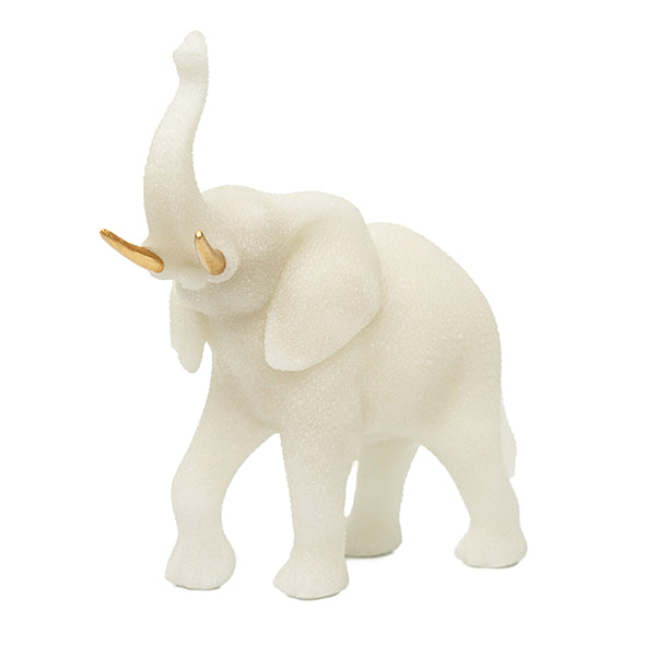 Escultura Elefante Tromba Erguida Em Quartzo 20cm