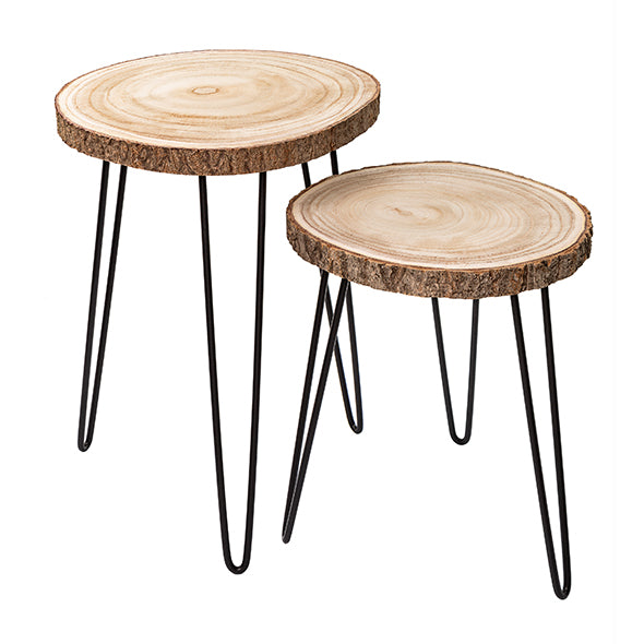 Mesa Lateral Tronco Madeira/metal 35x40cm