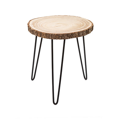 Mesa Lateral Tronco Madeira/metal 35x40cm