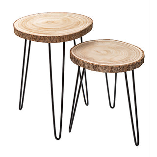 Mesa Lateral Tronco Madeira/metal 40x50cm