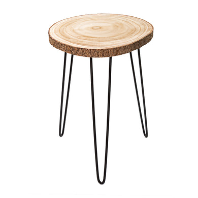 Mesa Lateral Tronco Madeira/metal 40x50cm