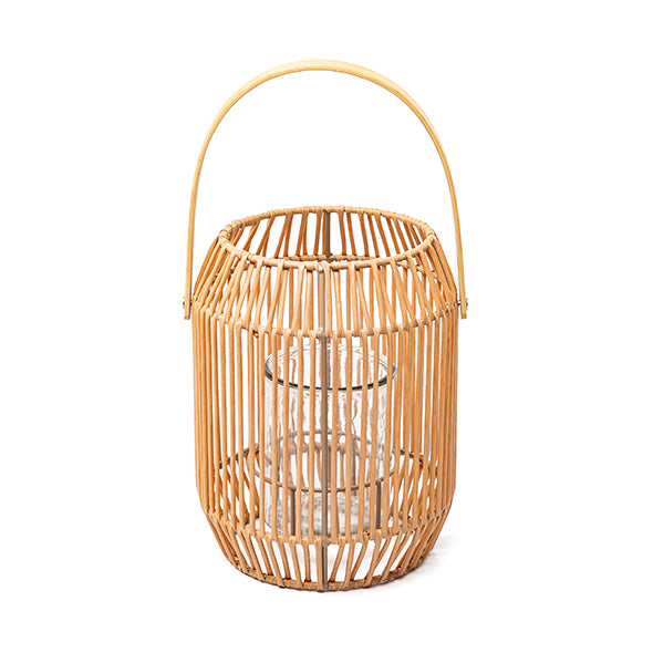 Lanterna Em Rattan Sintetico C/ Vidro 25cm