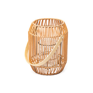 Lanterna Em Rattan Sintetico C/ Vidro 25cm