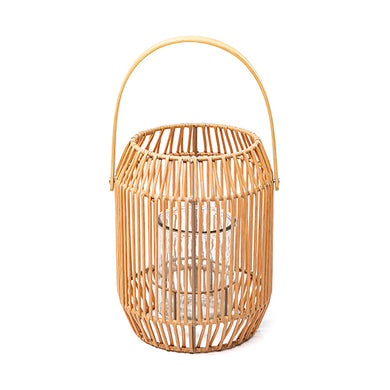Lanterna Em Rattan Sintetico C/ Vidro 25cm